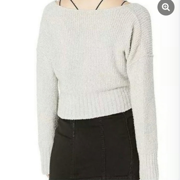 Free People Women's Sensual Faux Wrap Gray Sweater Oversized Long Sleeve XS Cozy - Picture 3 of 13